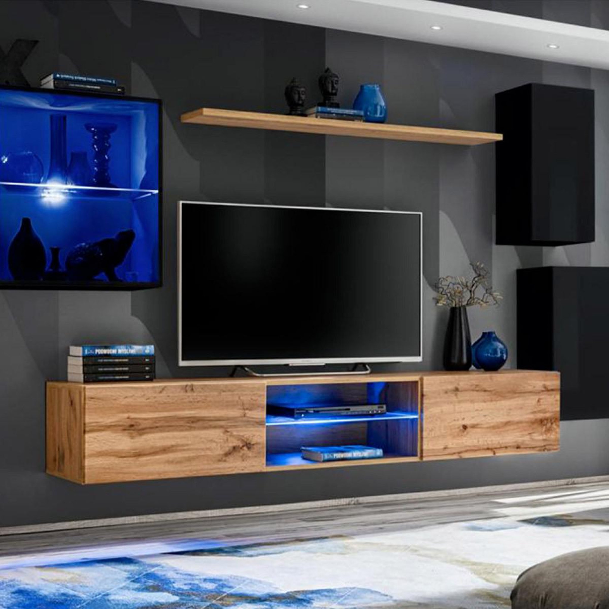Paris Prix Ensemble meuble tv  switch xxiii  250cm noir & naturel