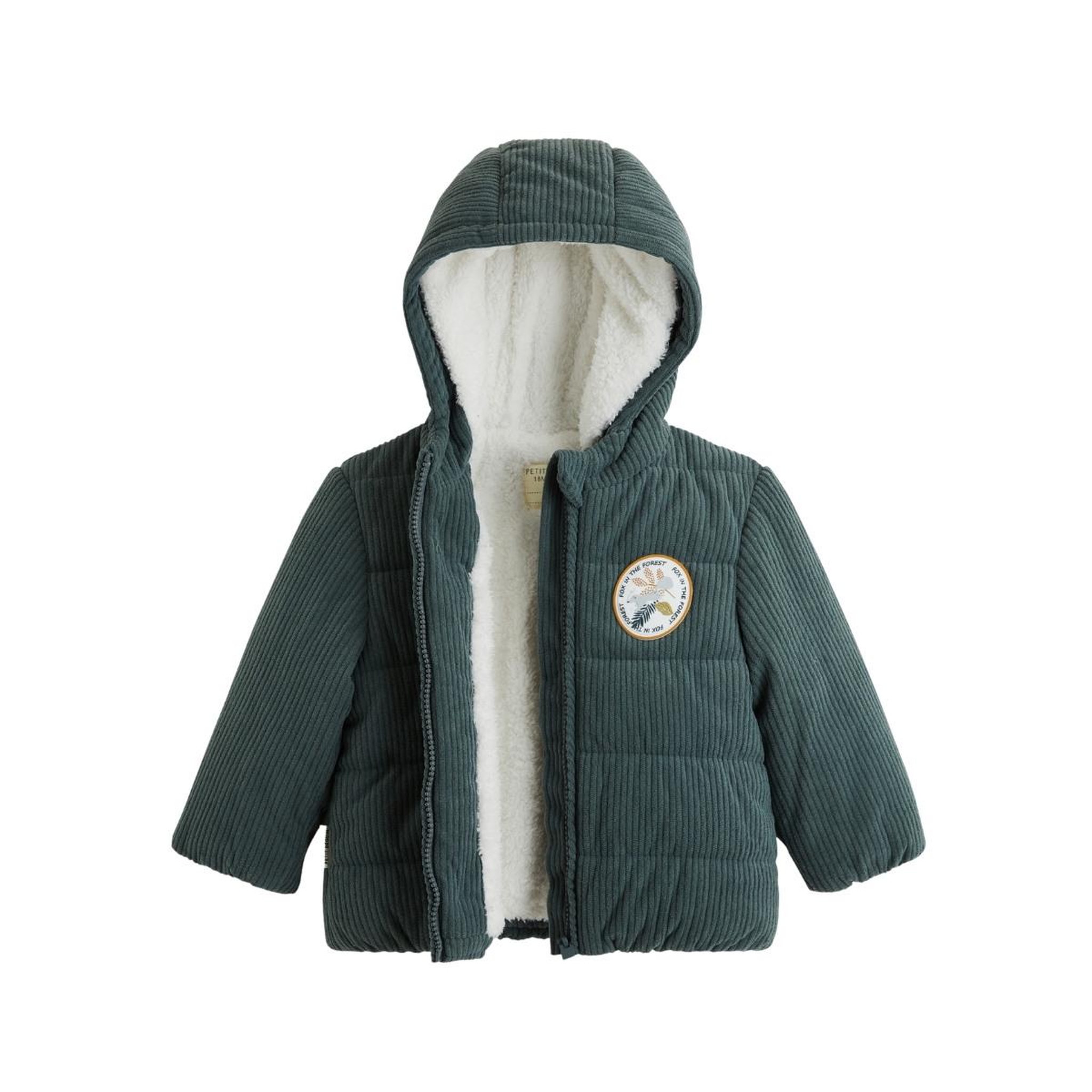 Voir la diapositive 4 : Petit Béguin Doudoune bébé en velours côtelé doublée sherpa avec capuche elliott