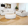 Voir la diapositive 3 : BEST MOBILIER Mahina - table basse ovale - en tissu bouclette et plateau effet bois - 114 cm