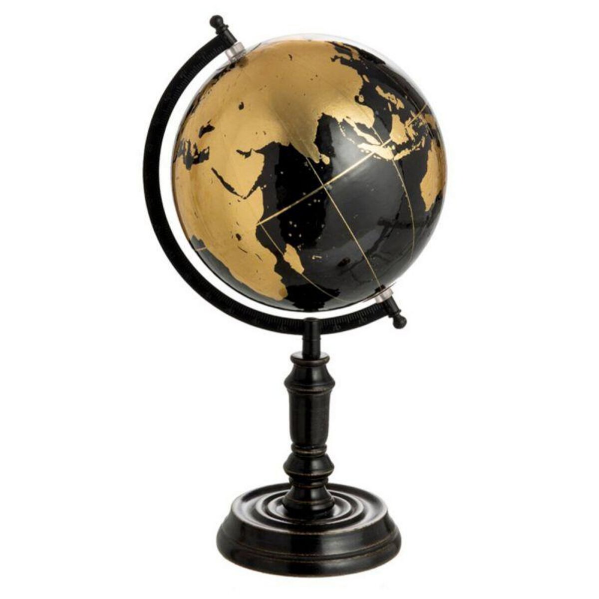 Paris Prix Globe sur Pied Déco  Bicolore  41cm Noir & Or