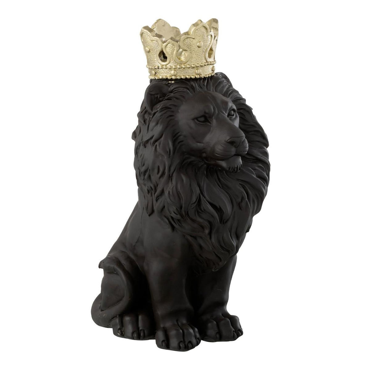 Paris Prix Statuette Lion Assis  Couronne  27cm Noir