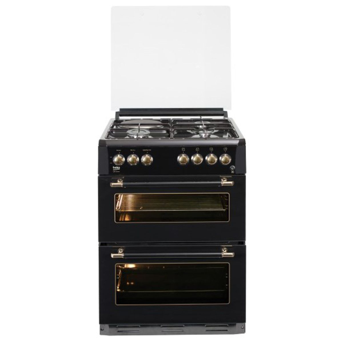 BEKO Cuisinière mixte CDF63111DB, 50 cm, 3 Foyers à gaz + 1 Electrique, Four à convection naturelle