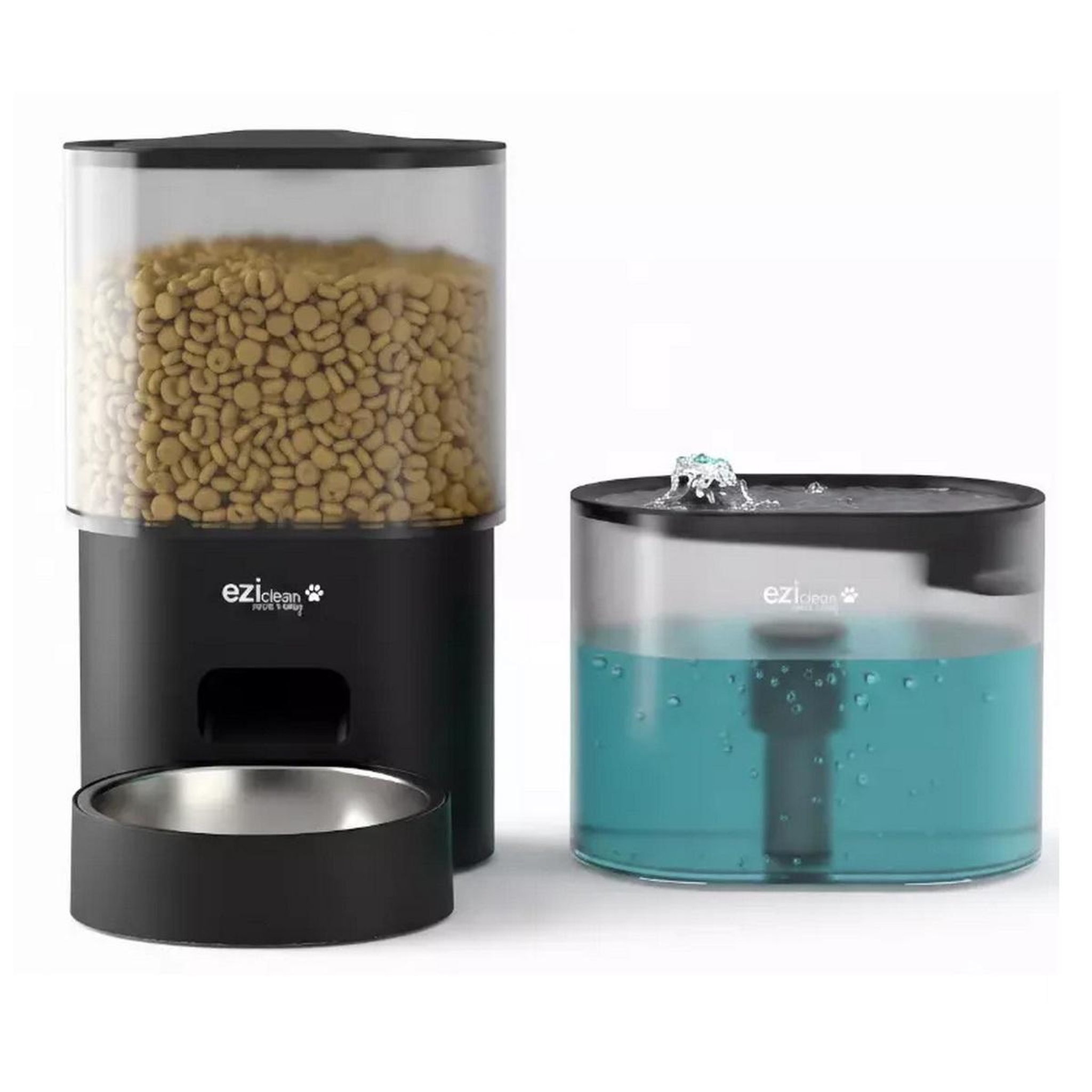 Voir la diapositive 2 : EZICLEAN Distributeur de croquettes + fontaine à eau 5w noir - nutribotconnectx