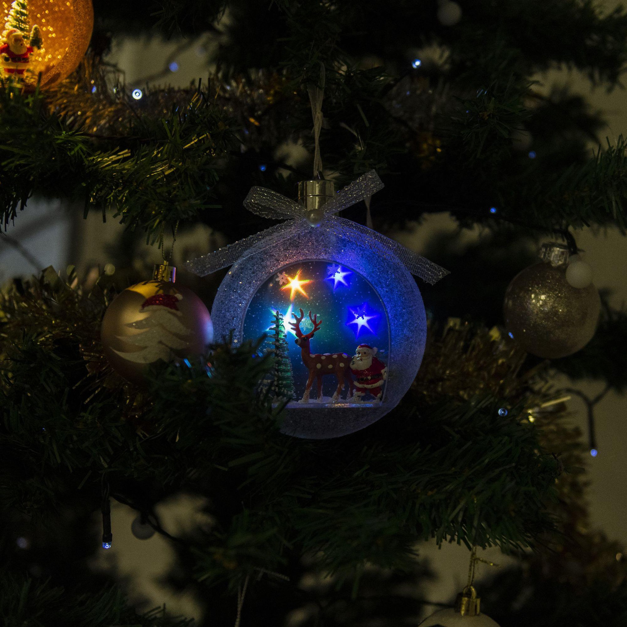 Voir la diapositive 5 : WERKAPRO Boule renne lumineuse multicolore
