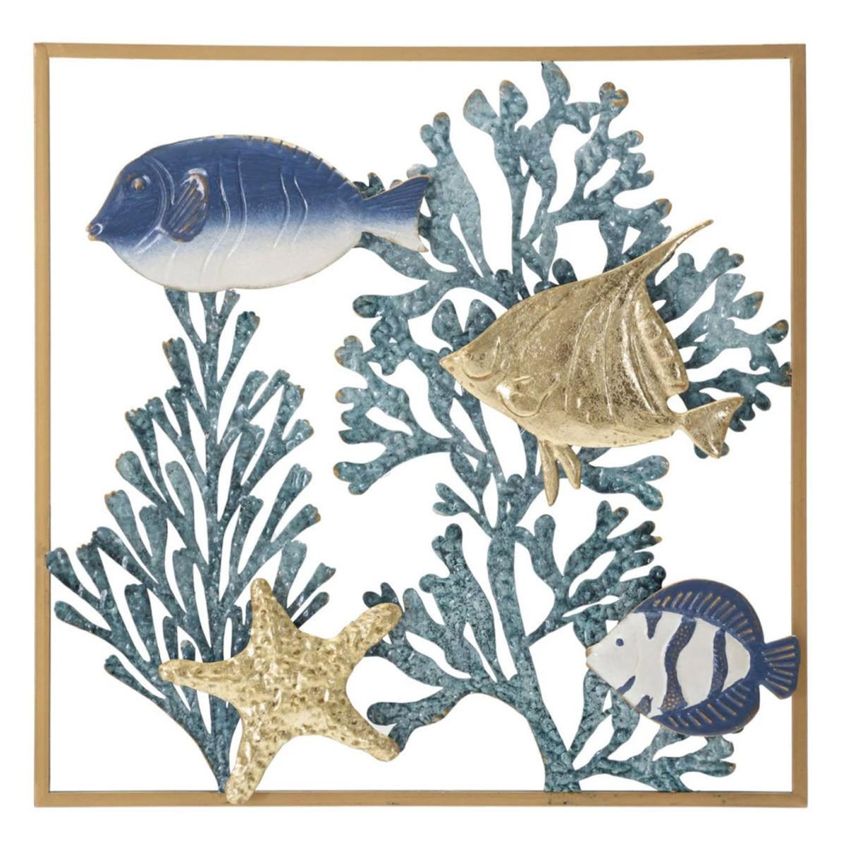 Paris Prix Déco Murale Encadrée en Métal  Fish  50cm Multicolore