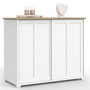 Voir la diapositive 4 : ID MARKET Buffet 100 cm JANGO 2 portes coulissantes blanc et plateau bois