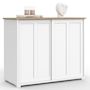 Voir la diapositive 4 : ID MARKET Buffet 100 cm JANGO 2 portes coulissantes blanc et plateau bois