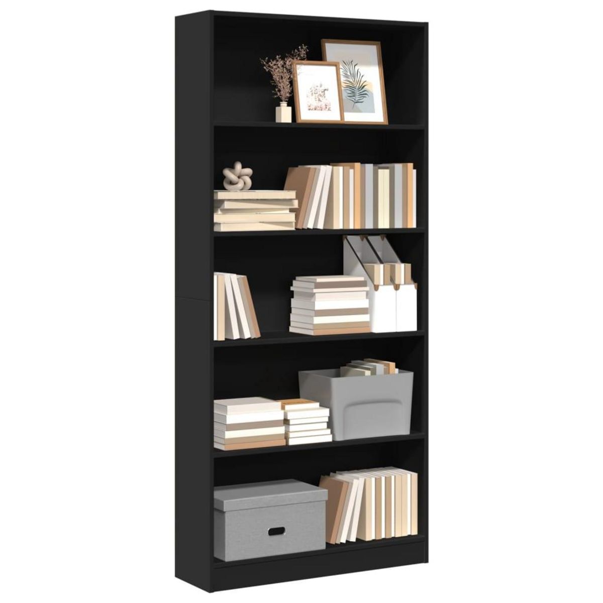 VIDAXL Bibliotheque noir 80x24x176 cm bois d'ingenierie