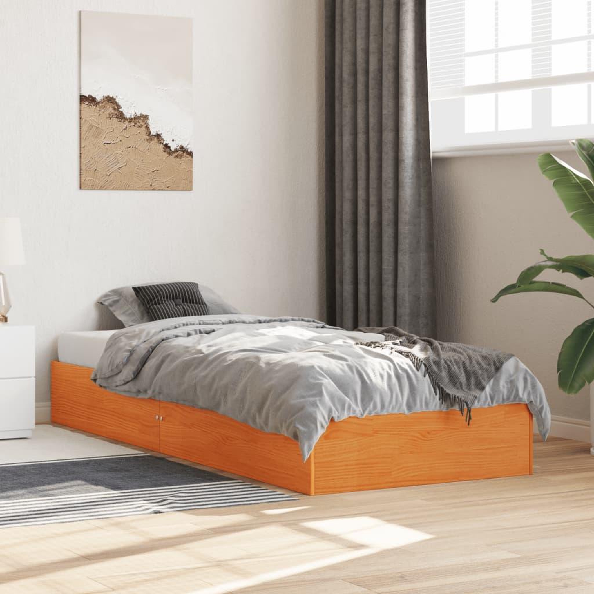 VIDAXL Cadre de lit sans matelas cire marron 75x190 cm bois pin massif
