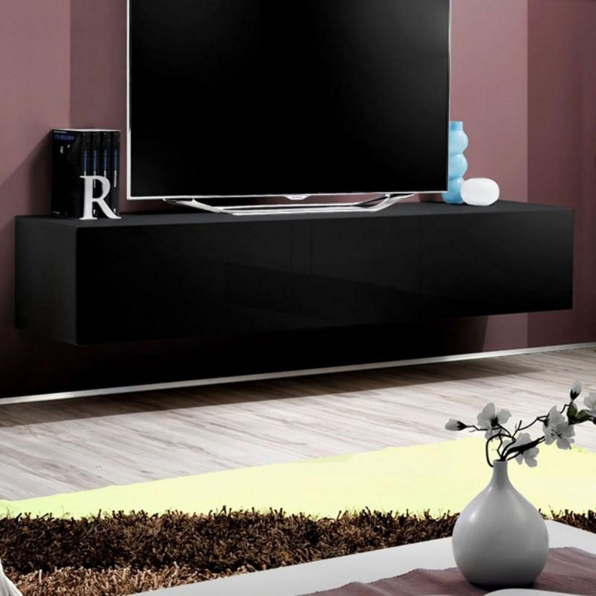 Paris Prix Meuble TV Mural Design  Fly I  160cm Noir