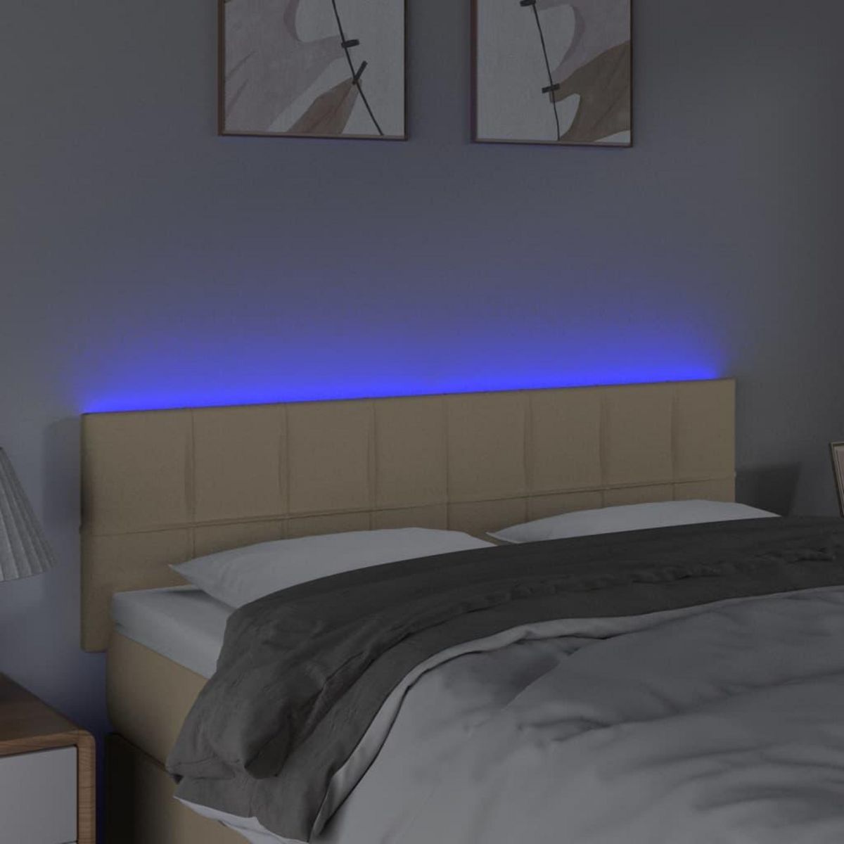 VIDAXL Tete de lit a LED Creme 144x5x78/88 cm Tissu