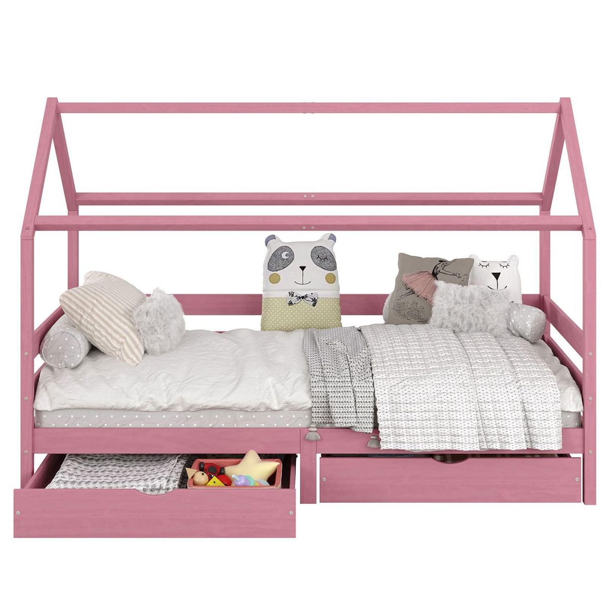 IDIMEX Lit cabane CLIA 90 x 190 cm avec tiroirs, en pin massif