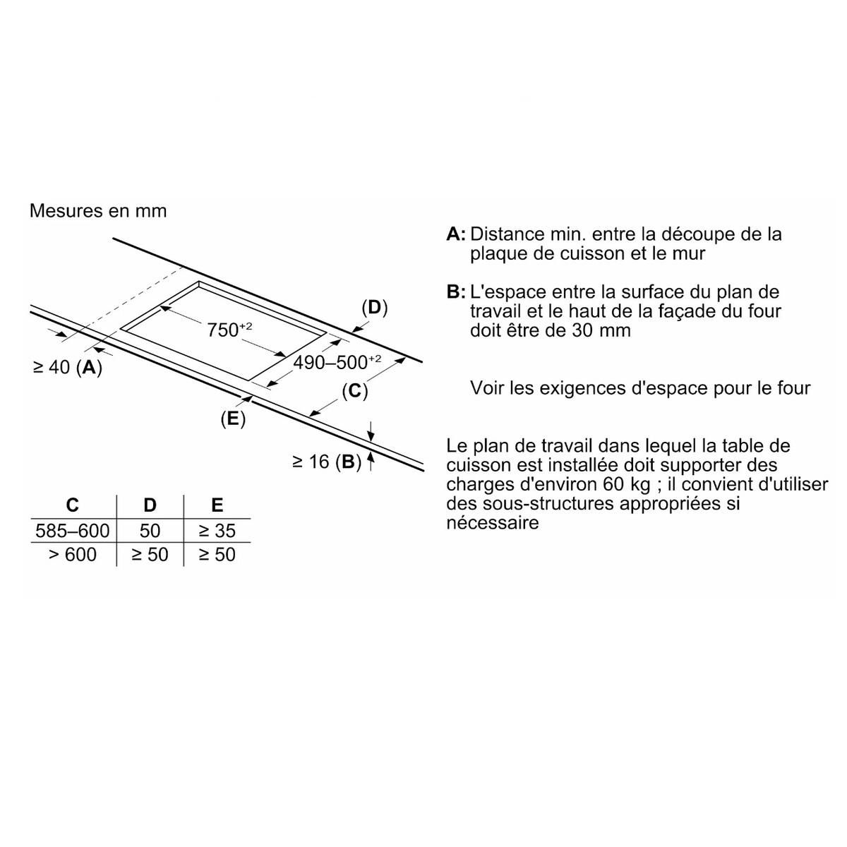 Siemens Table de cuisson induction 80cm 4 feux 7400w noir - EX851HEC1F