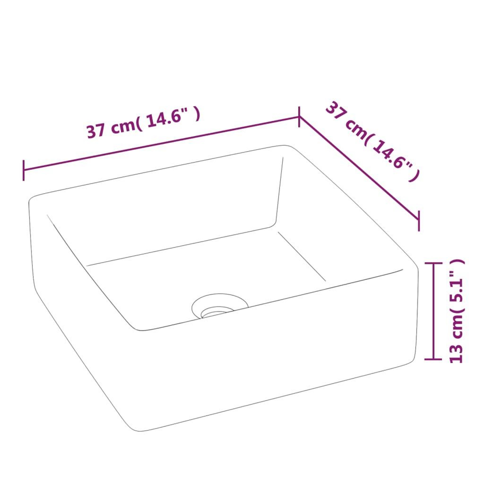 Voir la diapositive 6 : VIDAXL Lavabo blanc 37x37x13 cm ceramique carre