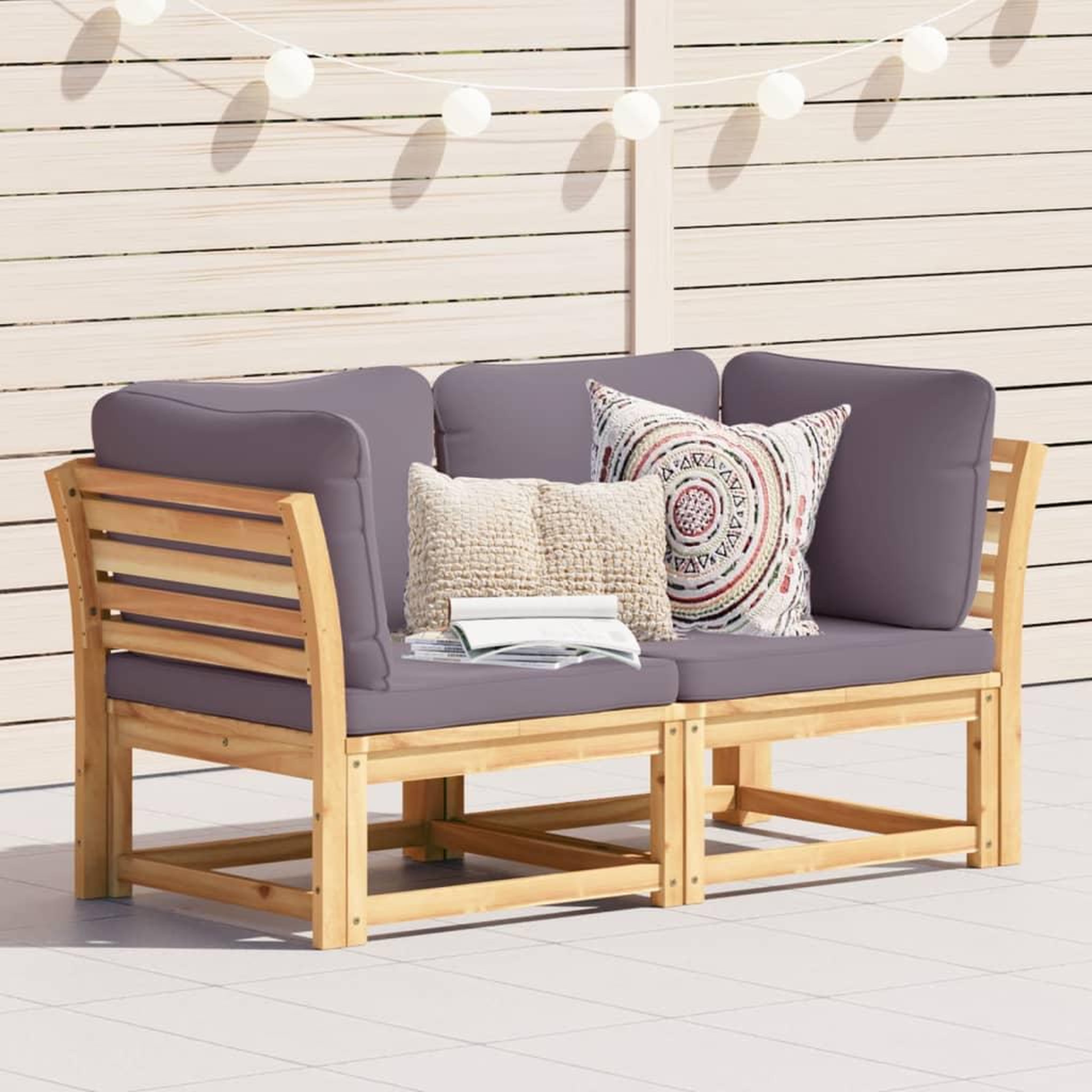 VIDAXL Canape de jardin avec coussins 2 places bois massif d'acacia