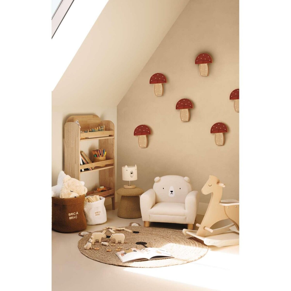 ATMOSPHERA Lampe à suspendre CHAMPIGNON - H. 23 cm - Rouge et beige