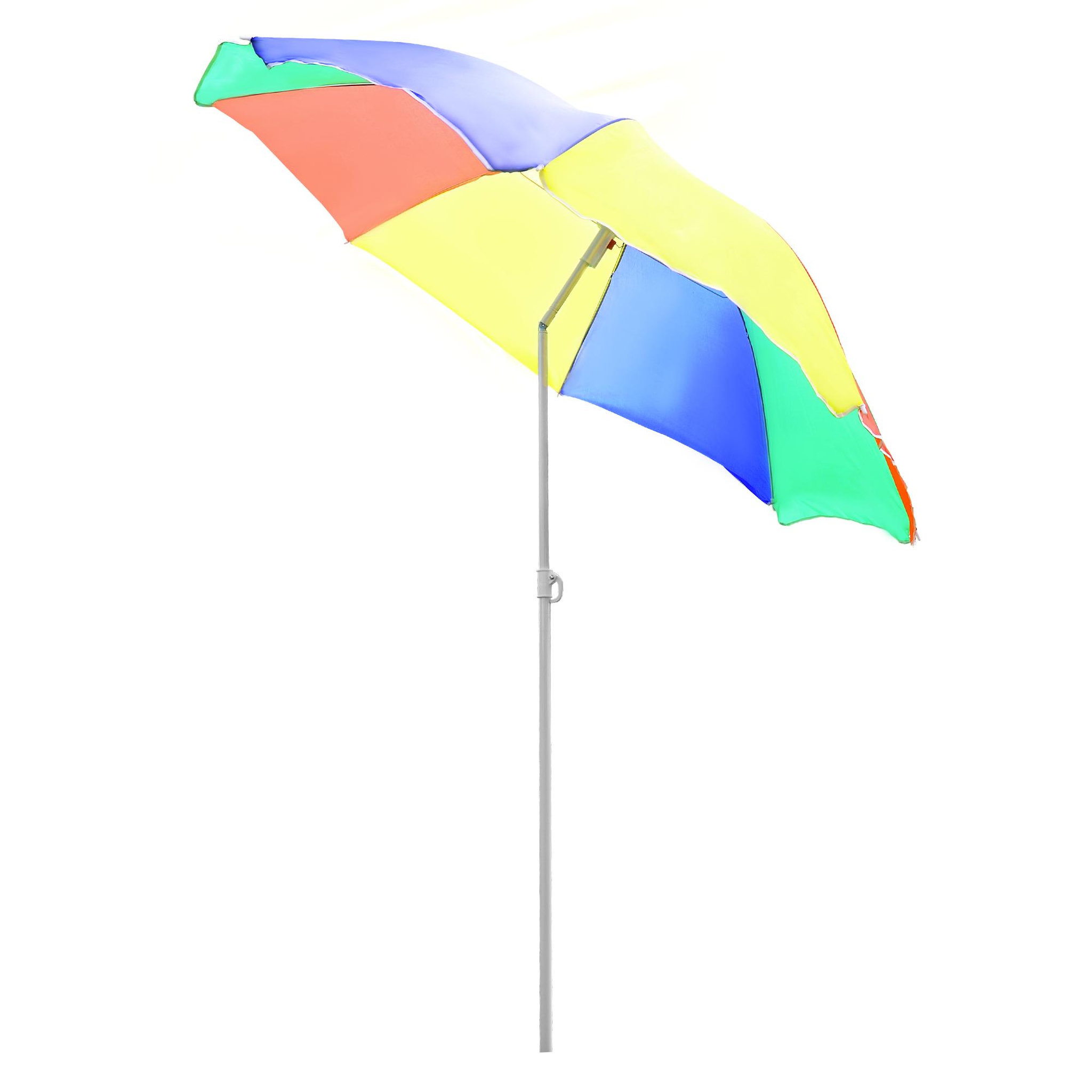 Voir la diapositive 4 : HOMCOM Parasol inclinable rond Ø 160 cm mât démontable métal polyester haute densité multicolore