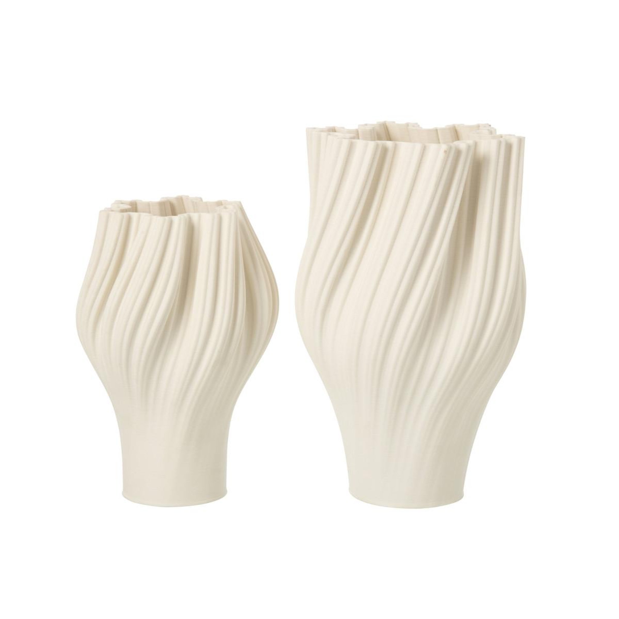 Voir la diapositive 2 : J-LINE Vase design en porcelaine  corolle  38cm blanc
