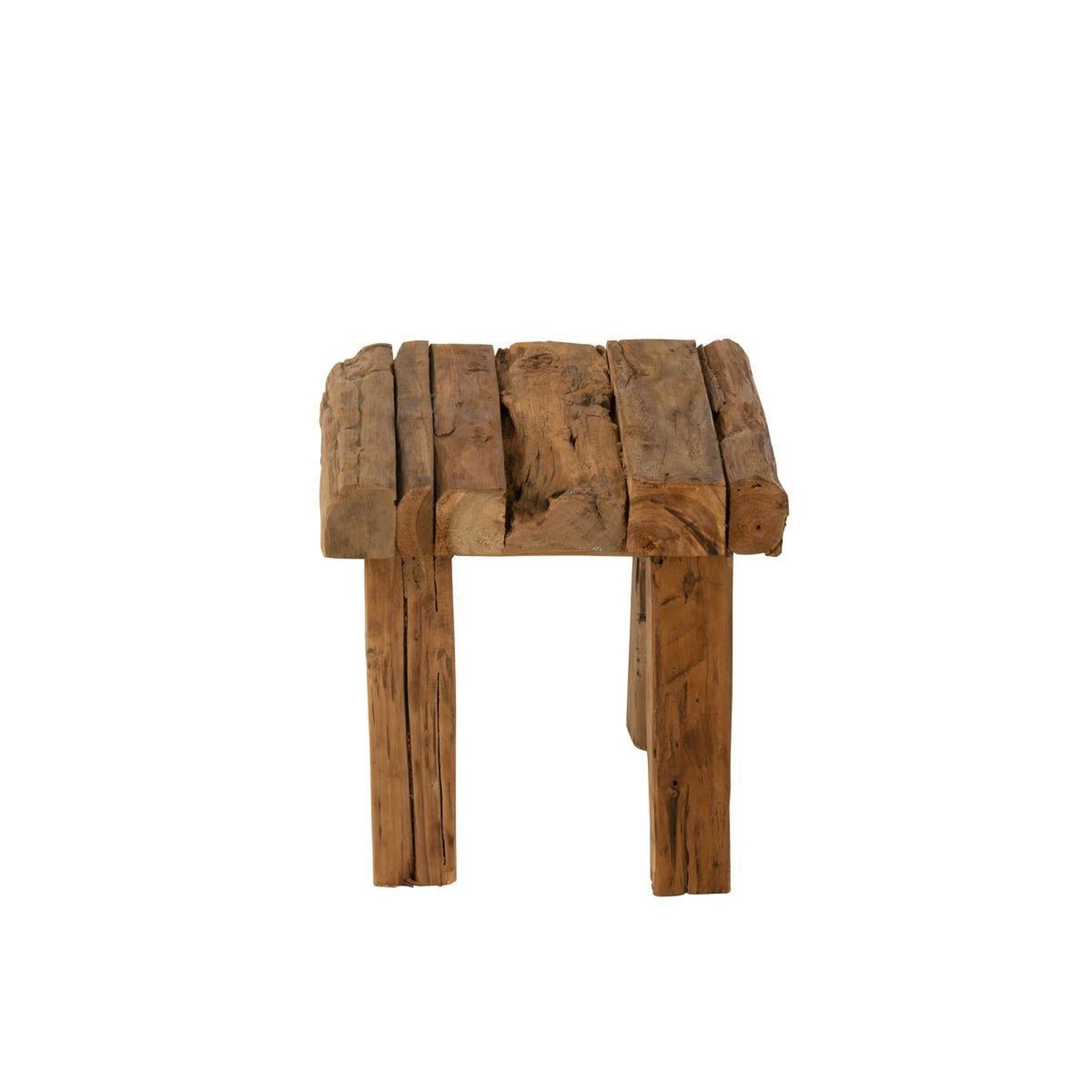 Voir la diapositive 2 : J-LINE Tabouret en bois de teck  rustique  35cm naturel