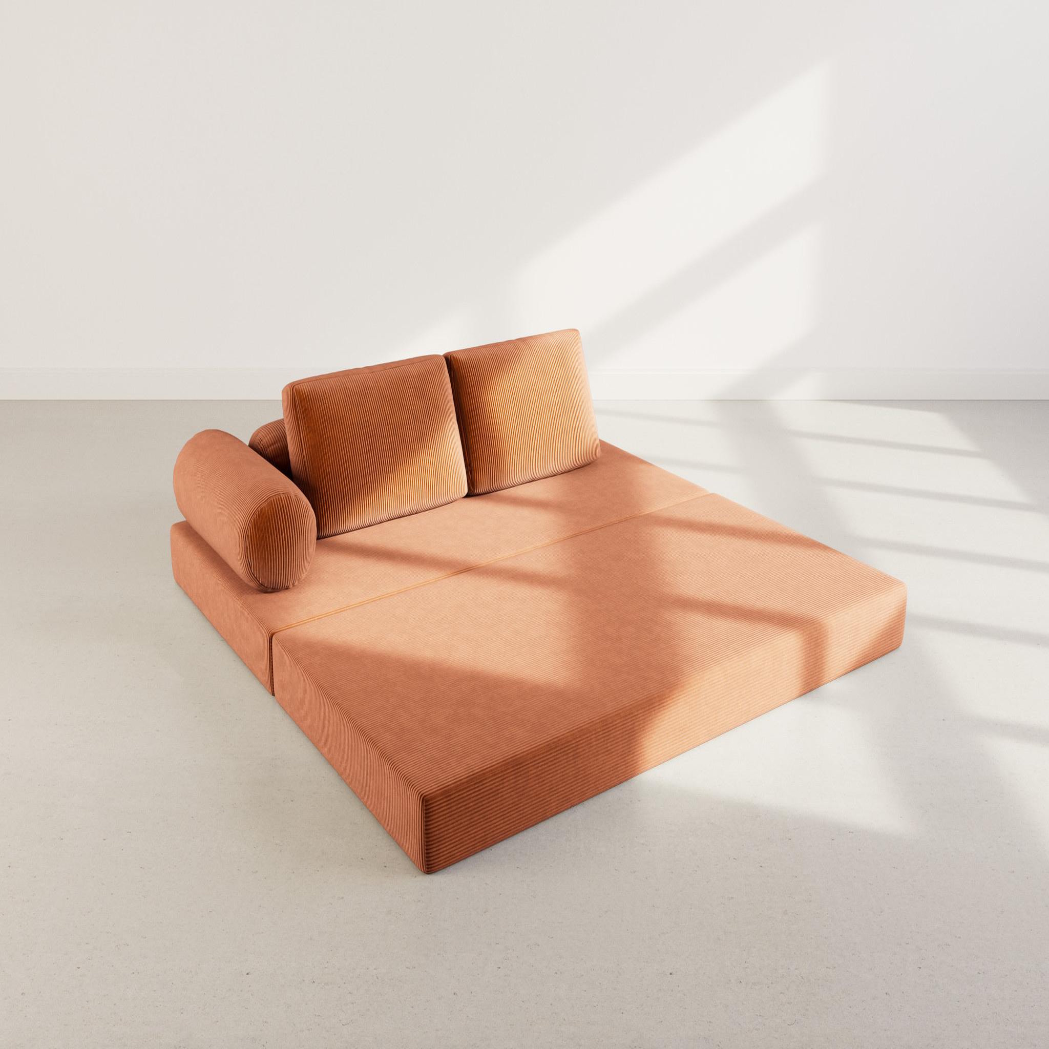Voir la diapositive 3 : LISA DESIGN Lonny - canapé 3 places convertible en velours côtelé