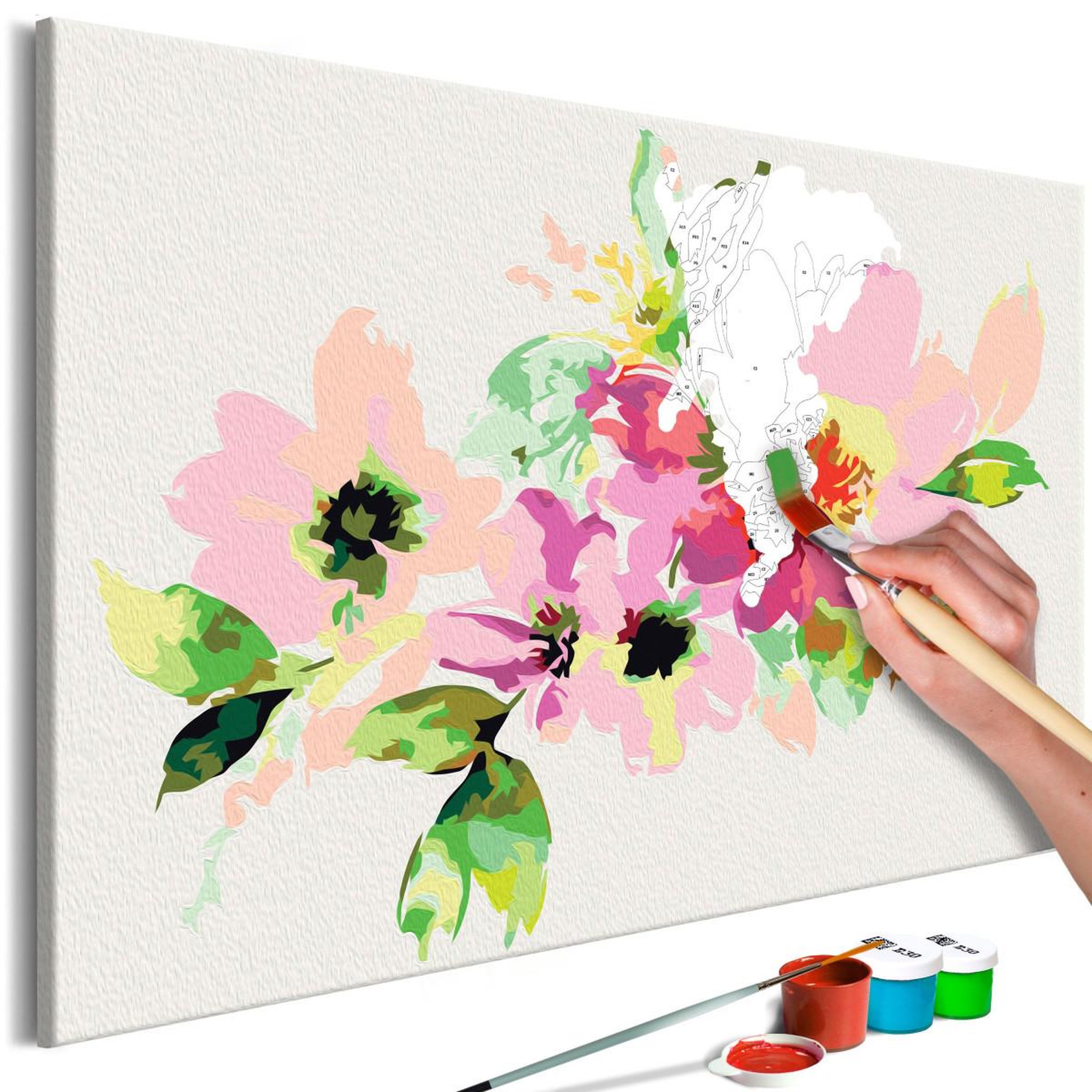 Voir la diapositive 1 : Paris Prix Tableau à peindre soi-même  fleurs colorées  40x60cm