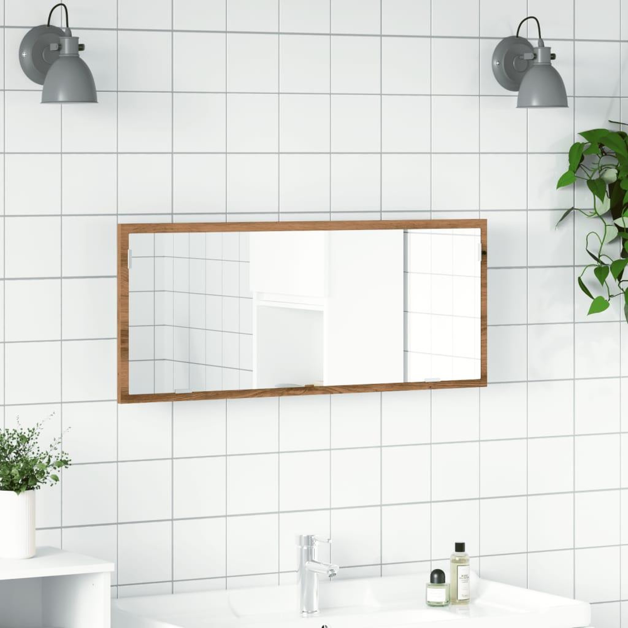 Voir la diapositive 4 : VIDAXL Miroir de salle de bain a LED chene artisanal bois d'ingenierie
