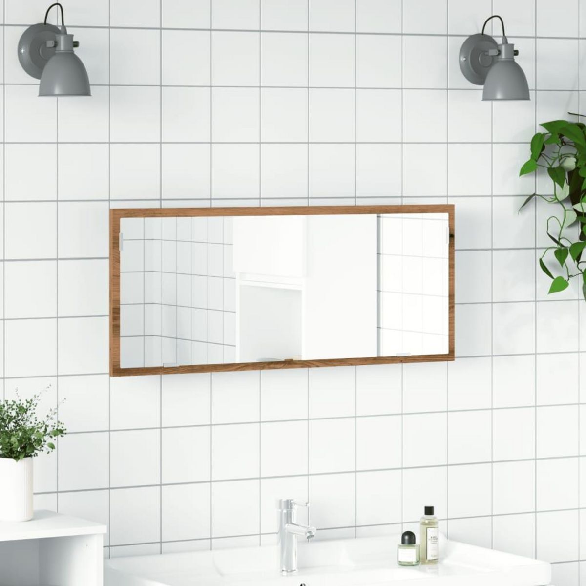 VIDAXL Miroir de salle de bain a LED chene artisanal bois d'ingenierie