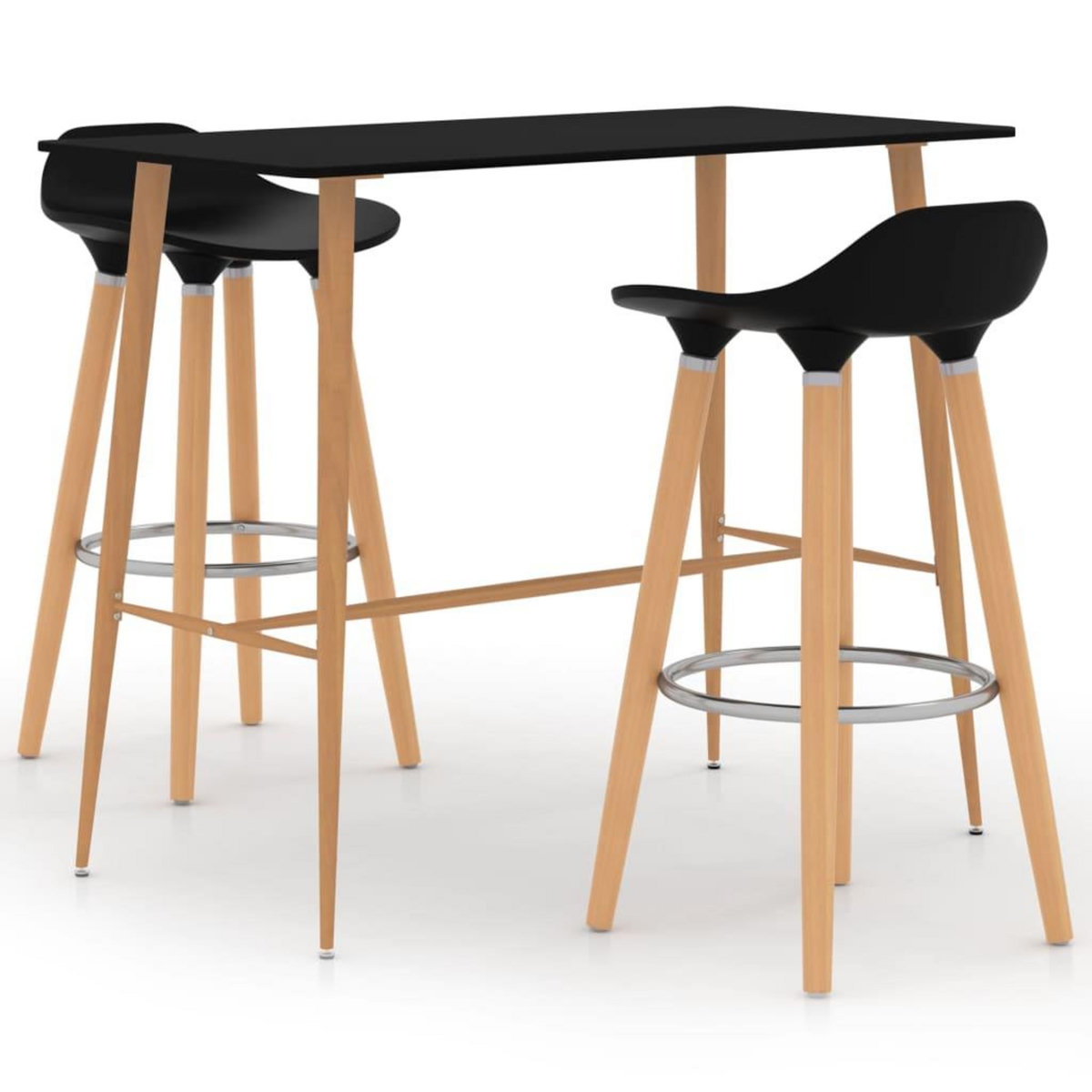 VIDAXL Ensemble de bar 3 pcs Noir