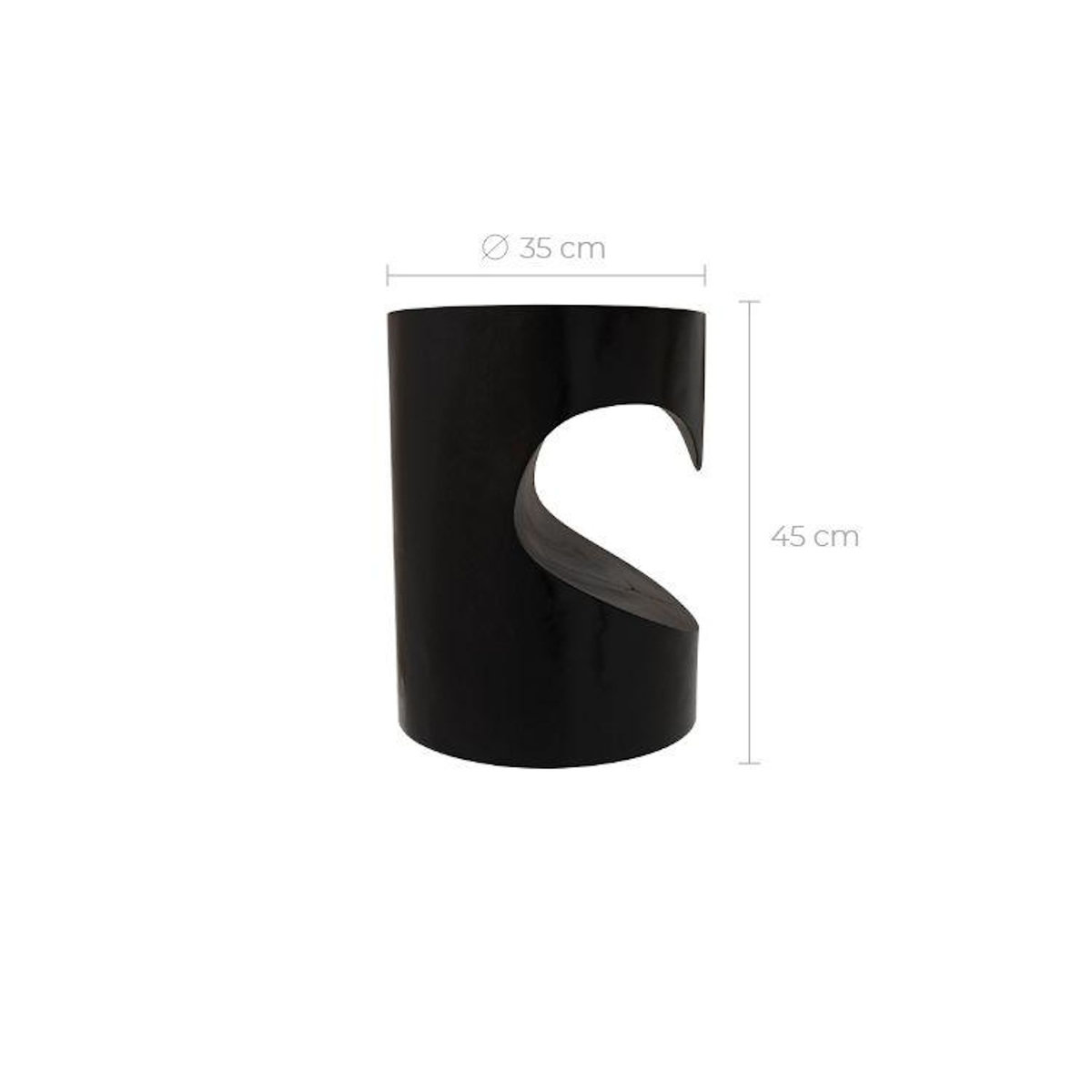MAISON PAVANE Table d'appoint noire en bois de suar D35 cm-Chowi