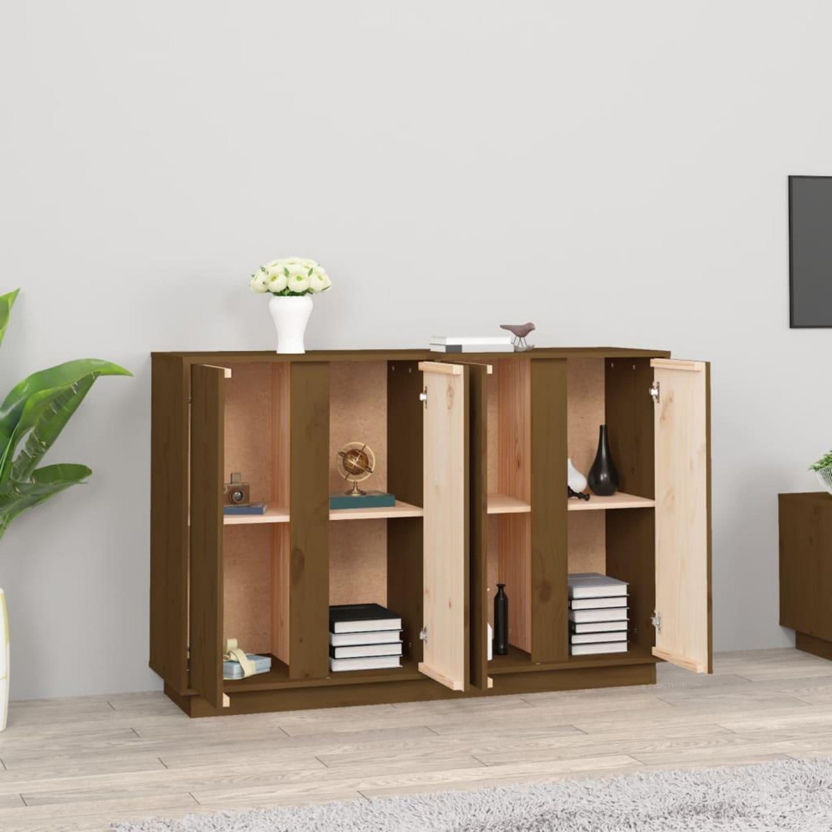 VIDAXL Buffet Marron miel 120x35x80 cm Bois massif de pin