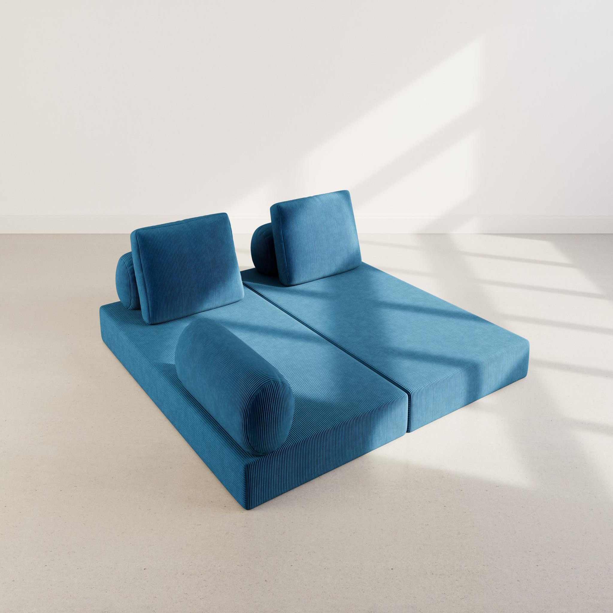 Voir la diapositive 6 : LISA DESIGN Lonny - canapé 3 places convertible en velours côtelé
