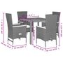 Voir la diapositive 5 : VIDAXL Ensemble a manger de jardin coussins 5pcs Noir Resine tressee