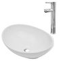 Voir la diapositive 2 : VIDAXL Lavabo de salle de bain avec mitigeur Ceramique Ovale Blanc