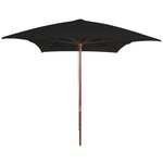 VIDAXL Parasol de jardin avec mat en bois noir 200x300 cm