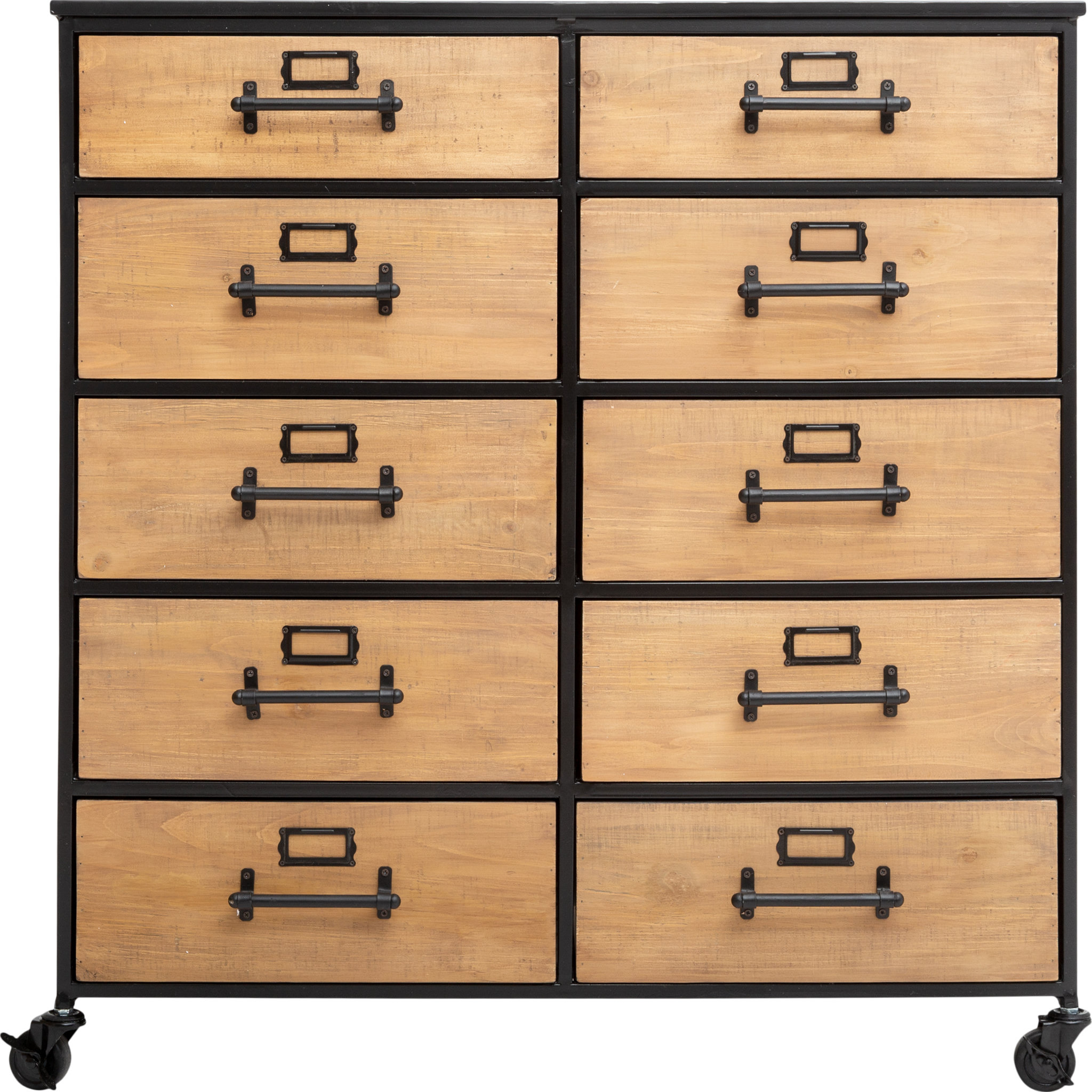 Voir la diapositive 2 : ATMOSPHÉRA Commode  en métal et bois sur roulettes 10 tiroirs L83cm PARIS