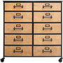 Voir la diapositive 2 : ATMOSPHÉRA Commode  en métal et bois sur roulettes 10 tiroirs L83cm PARIS