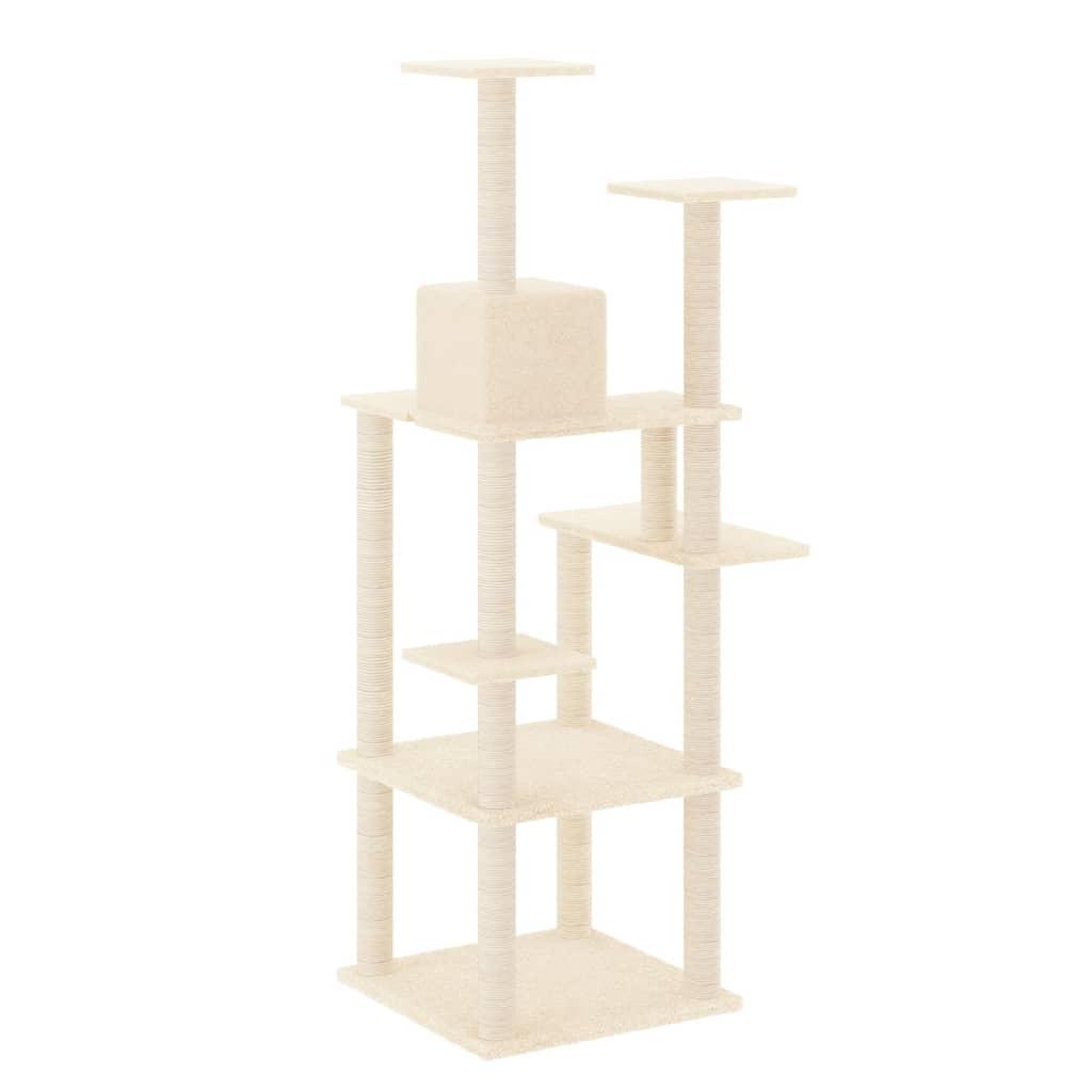Voir la diapositive 5 : VIDAXL Arbre a chat avec griffoirs en sisal Creme 153 cm