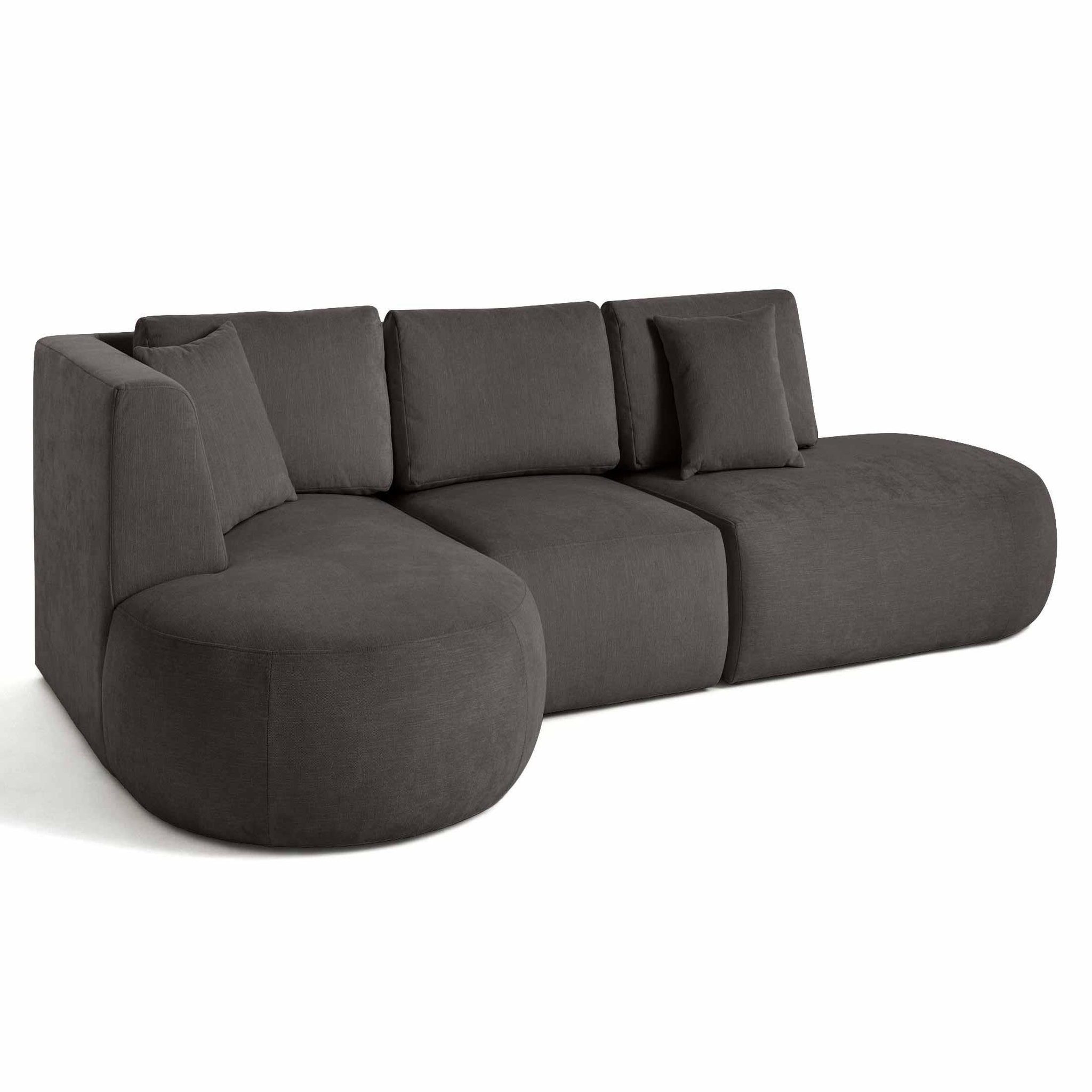 Voir la diapositive 4 : LISA DESIGN Santorini - canapé modulable d'angle gauche - 5 places - en tissu texturé