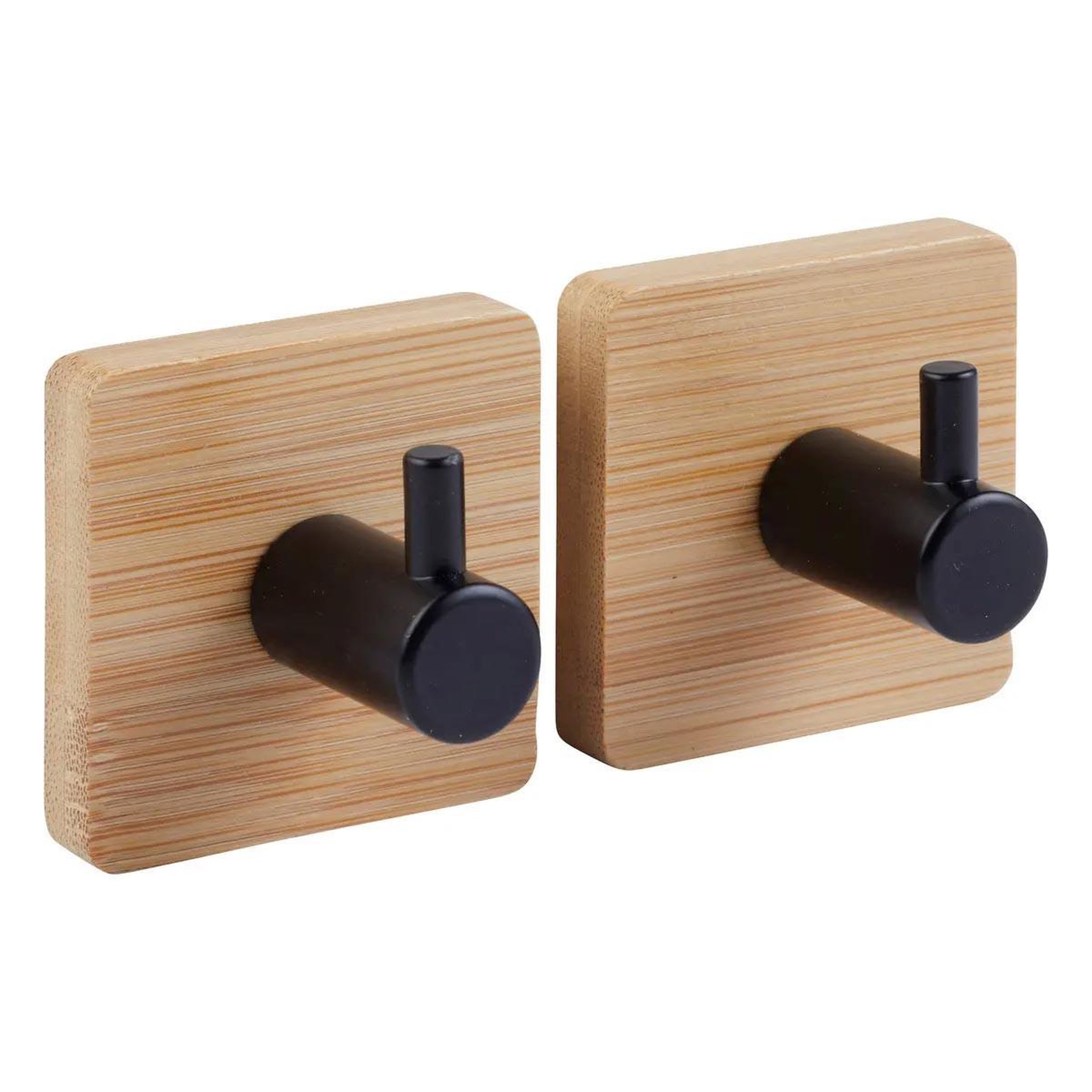 FIVE Lot de 2 patères adhésives en bambou  stiky+  4cm naturel