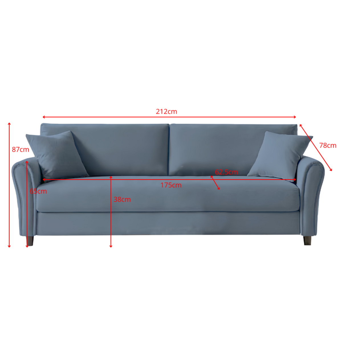 CONCEPT USINE Canapé droit en tissu 4 places gris clair LUCERNE