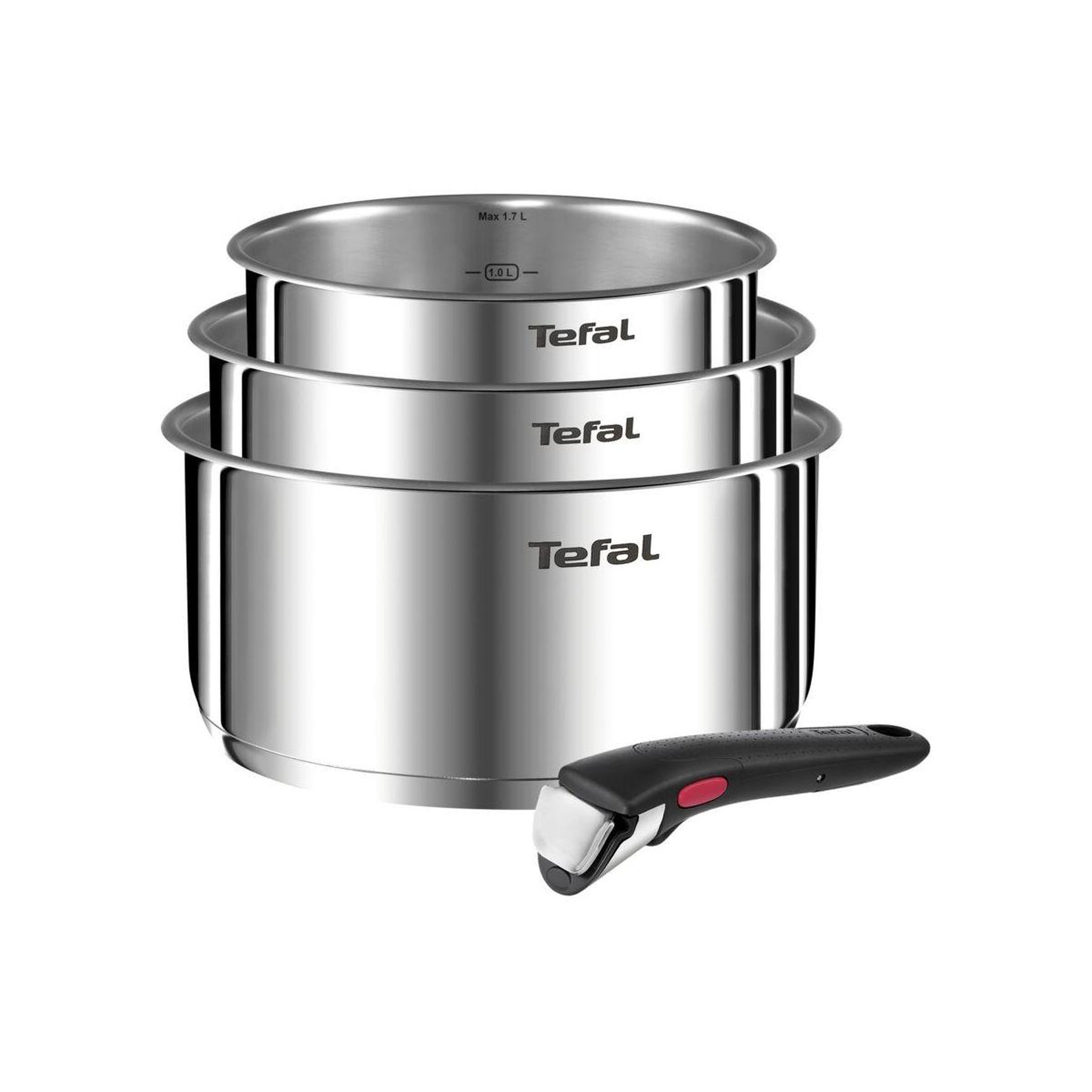 Voir la diapositive 2 : TEFAL Batterie de cuisine 3 casseroles avec 1 poignée