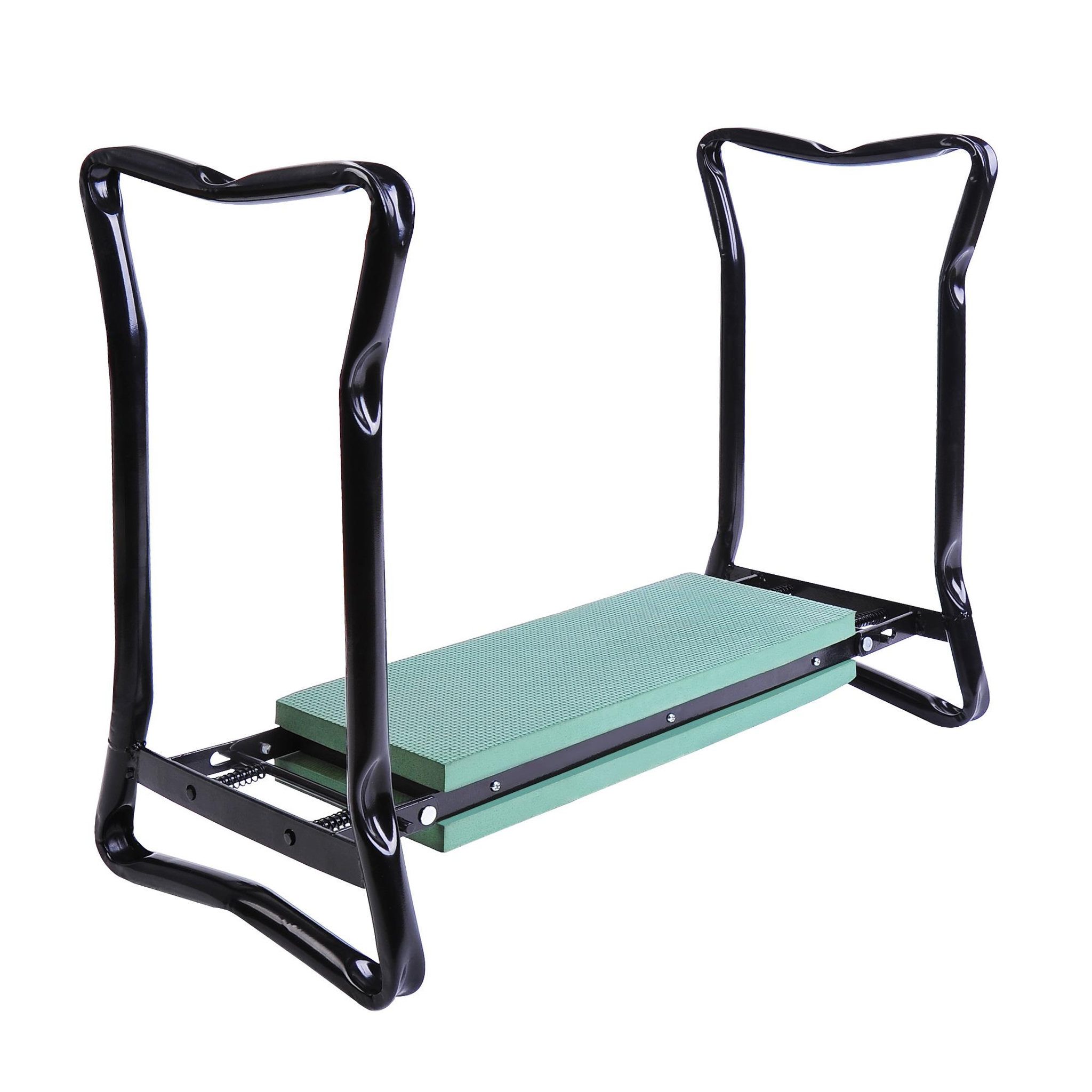 OUTSUNNY Tabouret de jardin pliable agenouilloir de jardin siège jardinage avec coussin acier EVA noir vert