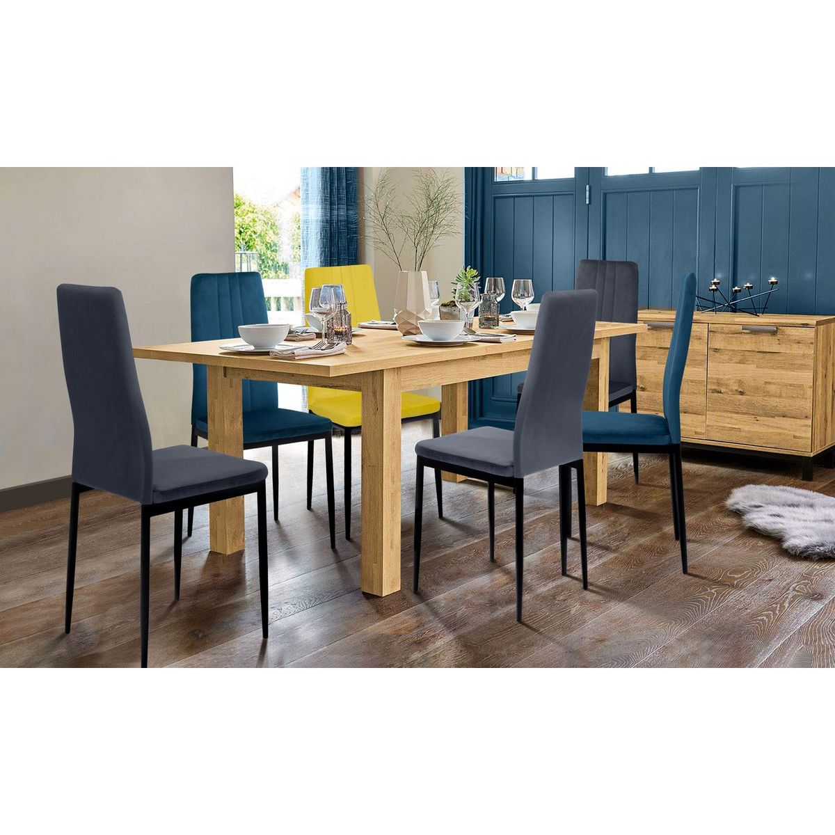 Lot de 6 chaises en velours JUNE