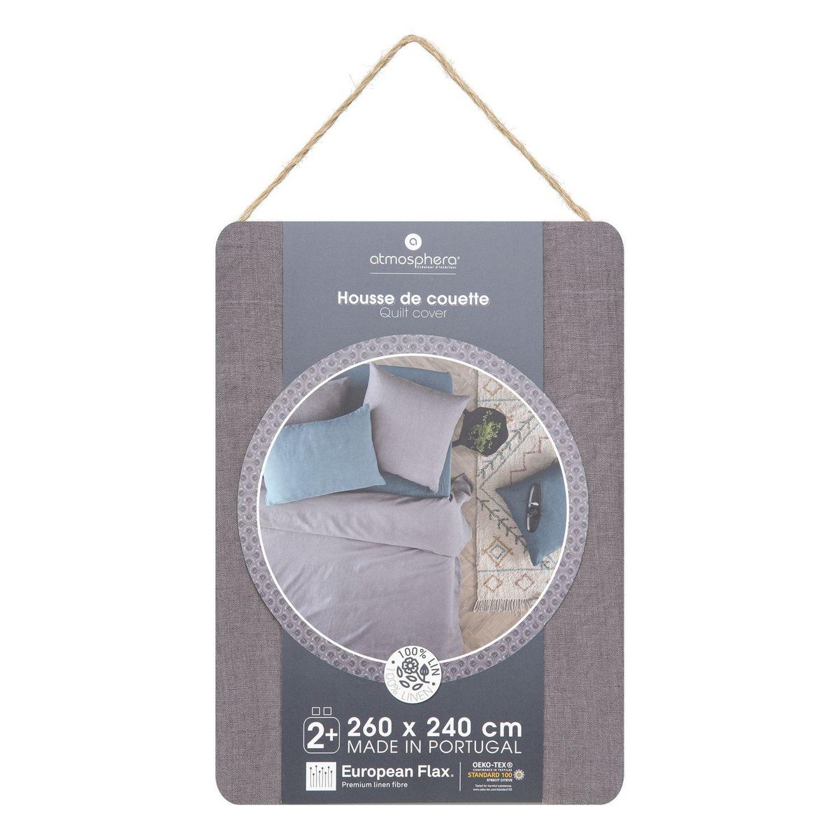 ATMOSPHERA Housse de couette 2 places 100% lin