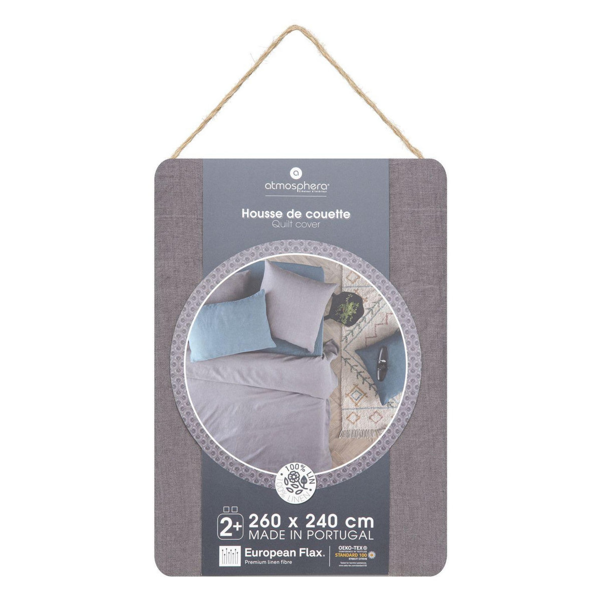 ATMOSPHERA Housse de couette 2 places 100% lin