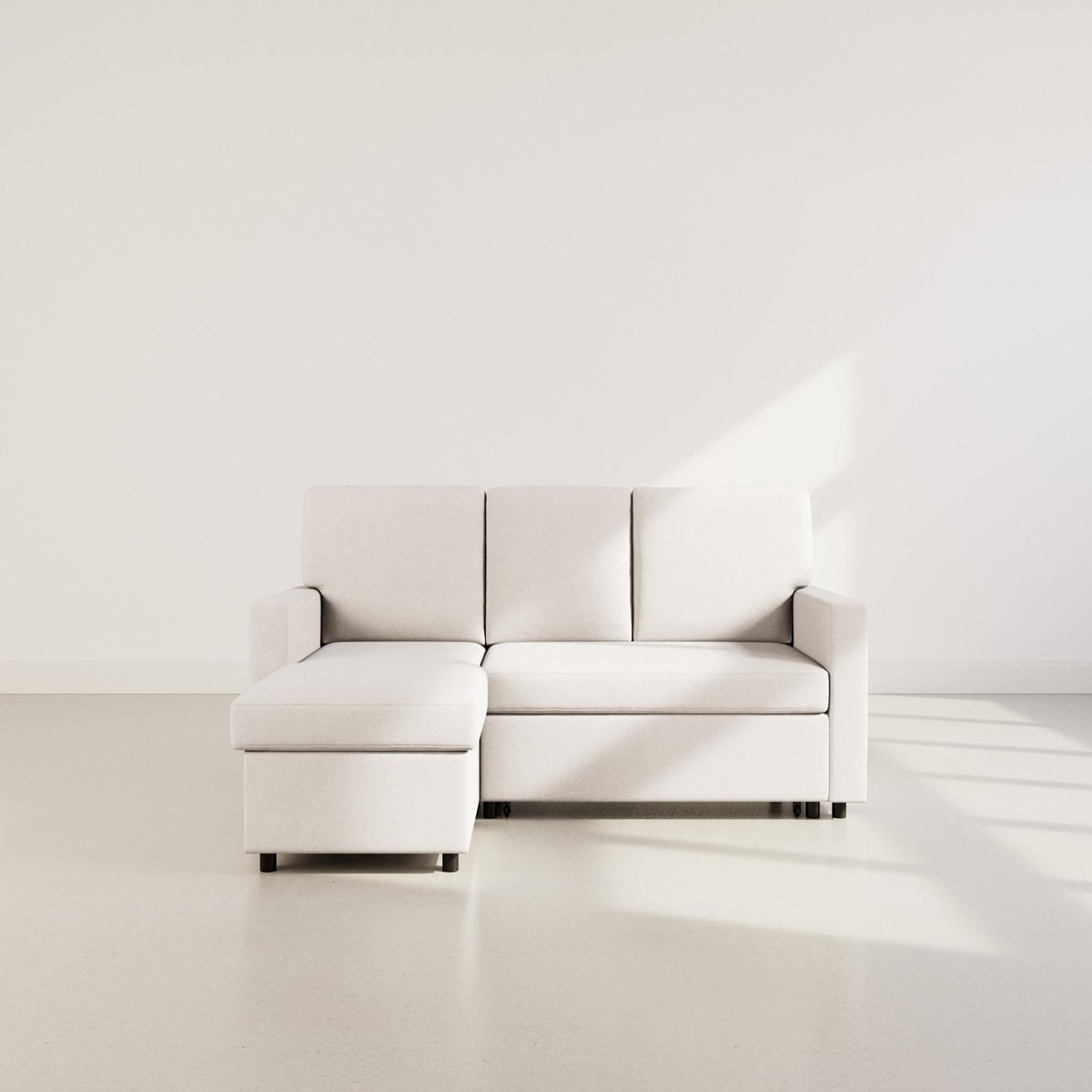 BEST MOBILIER Meiya - canapé d'angle réversible 4 places convertible avec coffre en tissu