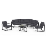 ID MARKET Salon de jardin bas NAIROBI 8 places salon d'angle en acier gris anthracite