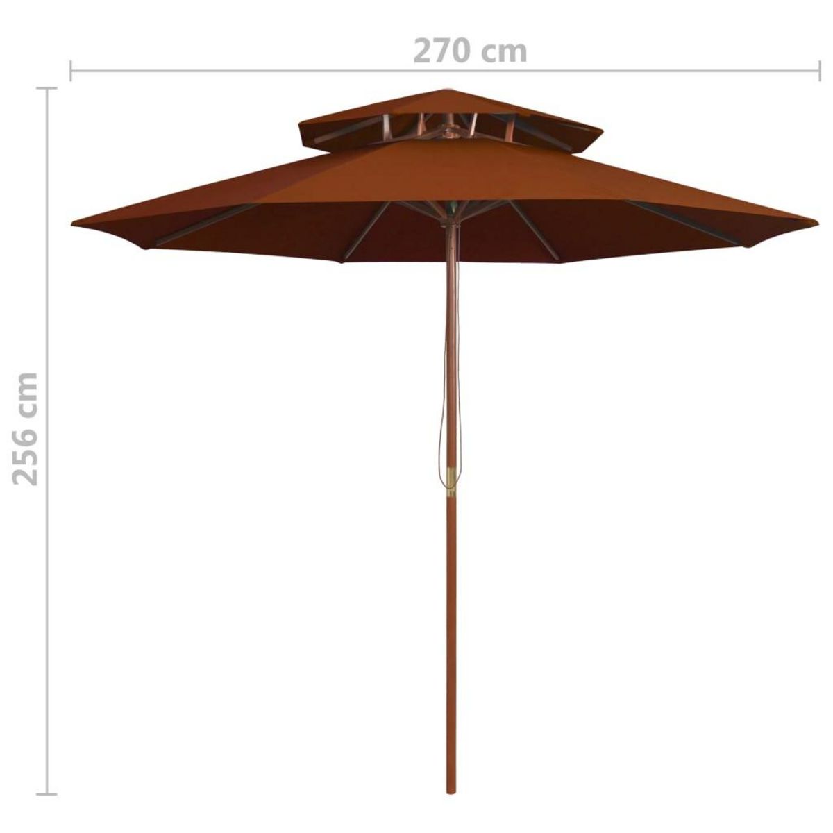 VIDAXL Parasol a deux etages avec mat en bois terre cuite 270 cm