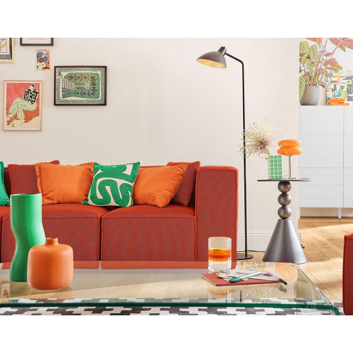 LISA DESIGN Arty - canapé modulable d'angle gauche 5 places - en tissu mailles 3d