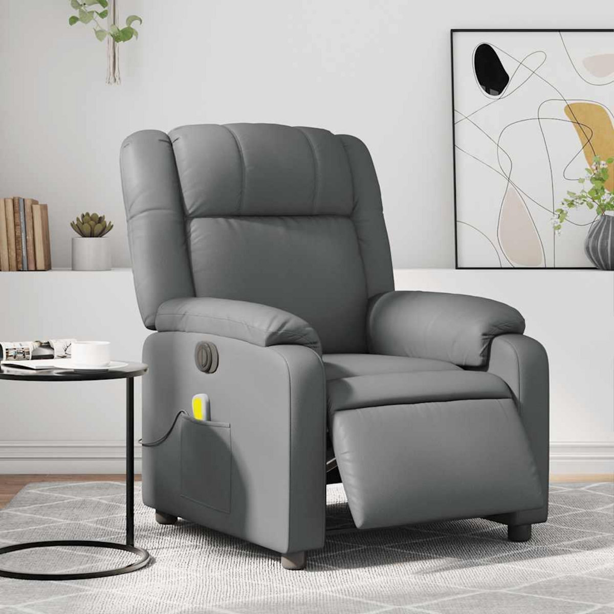 VIDAXL Fauteuil de massage inclinable electrique gris similicuir